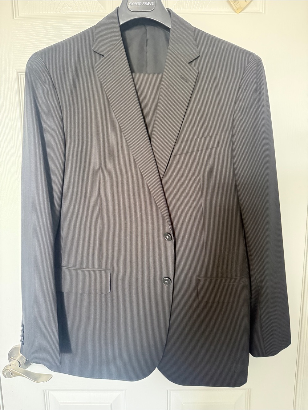 Ralph Lauren Men's Charcoal Pinstripe Two-Button Suit Jacket